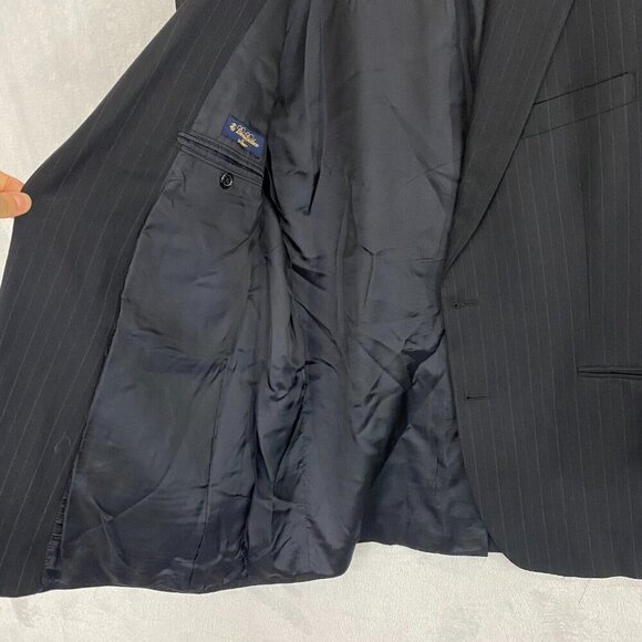 Brooks Brothers 1818 Madison SAXXON Suit Jacket Blazer Size 43R 38W Black Stripe - Picture 16 of 16